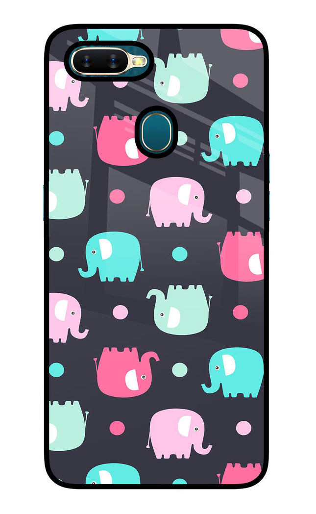 Elephants Oppo A7/A5s/A12 Glass Case Back Cover by Casekaro