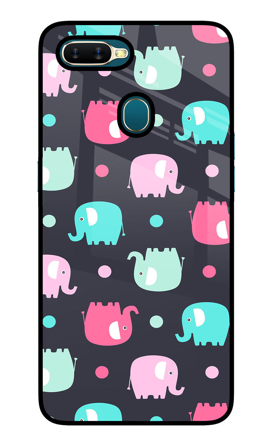 Elephants Oppo A7/A5s/A12 Back Cover, Glass case