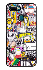 Sticker Bomb Oppo A7/A5s/A12 Glass Case Back Cover by Casekaro