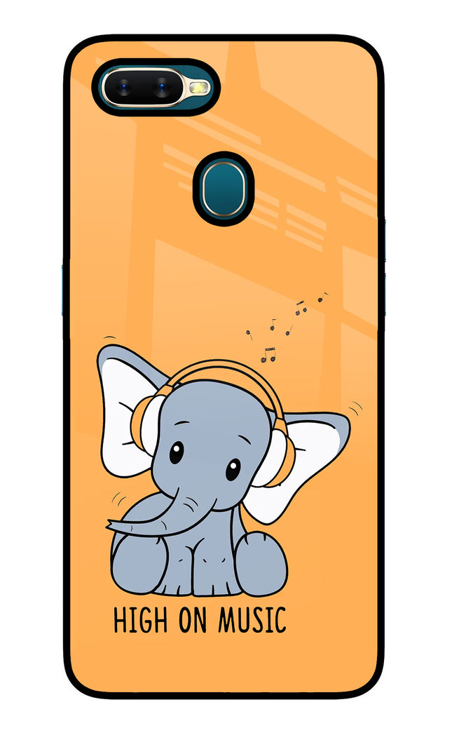 High On Music Oppo A7/A5s/A12 Glass Case Back Cover by Casekaro