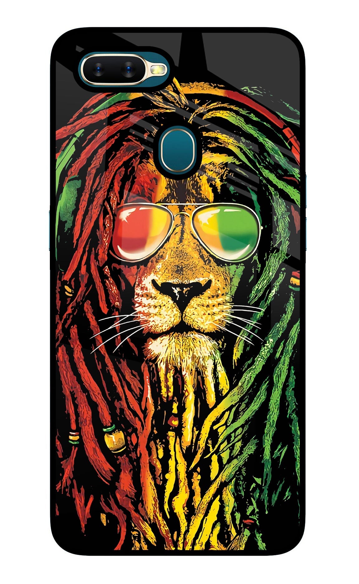 Rasta Lion Oppo A7/A5s/A12 Glass Case