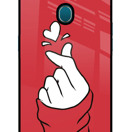 Korean Love Sign Oppo A7/A5s/A12 Glass Case Back Cover by Casekaro