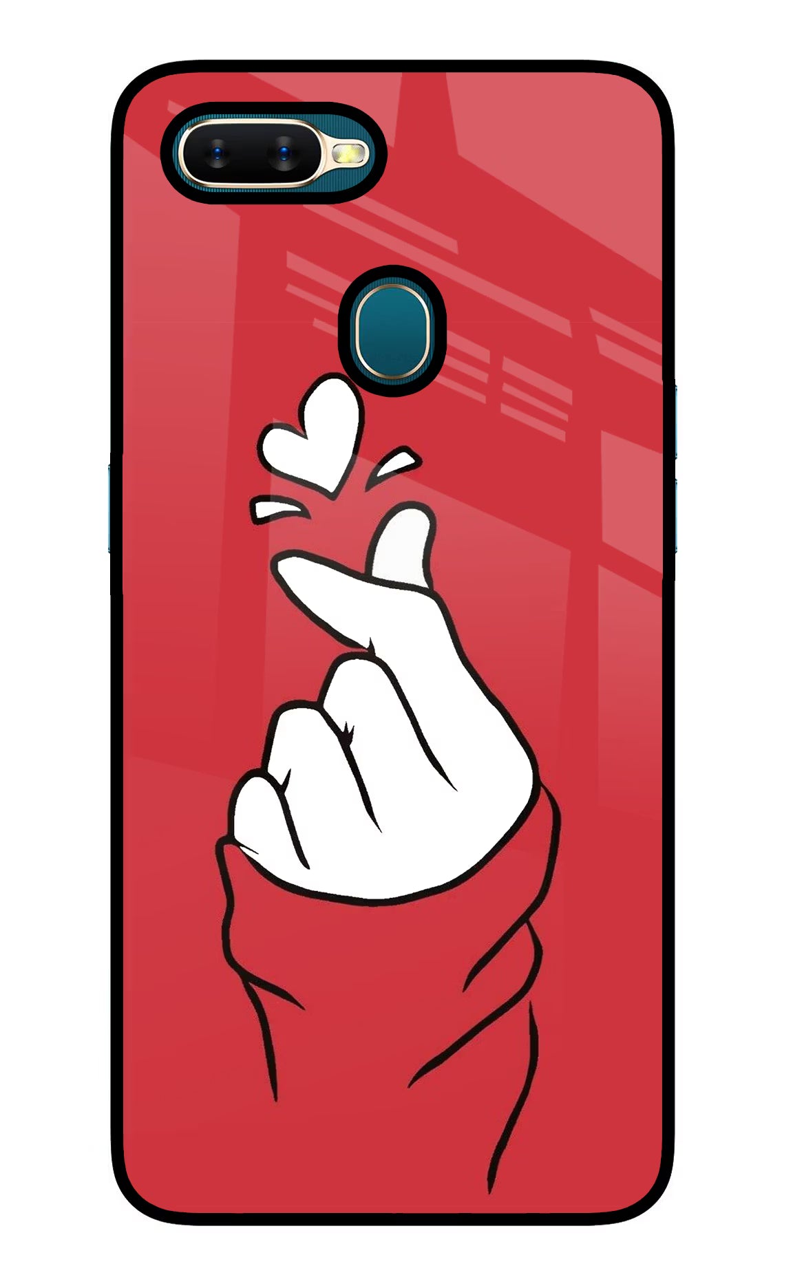 Korean Love Sign Oppo A7/A5s/A12 Glass Case Back Cover by Casekaro