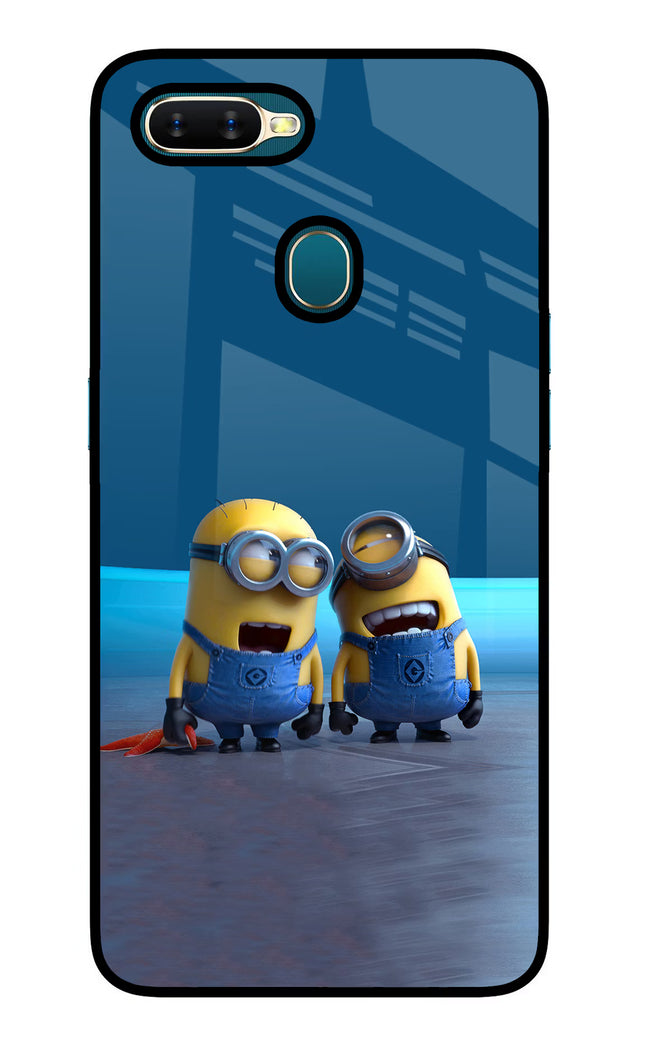 Minion Laughing Oppo A7/A5s/A12 Glass Case Back Cover by Casekaro
