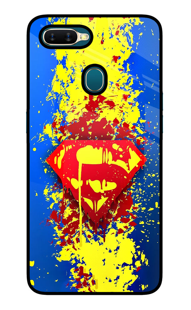 Superman logo Oppo A7/A5s/A12 Glass Case Back Cover by Casekaro