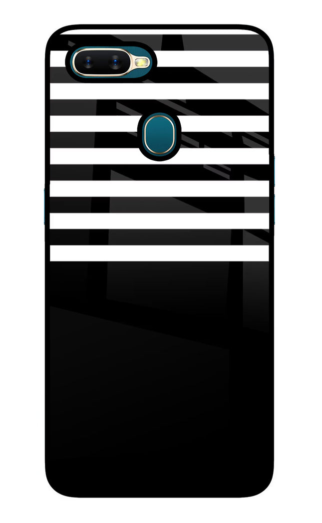 Black and White Print Oppo A7/A5s/A12 Glass Case Back Cover by Casekaro