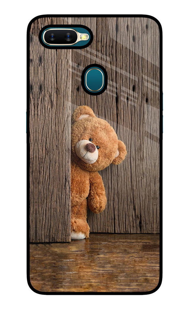 Teddy Wooden Oppo A7/A5s/A12 Glass Case Back Cover by Casekaro