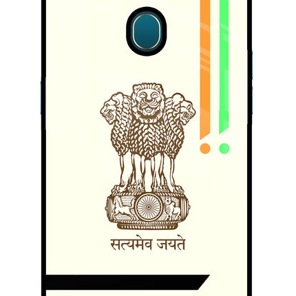 Satyamev Jayate Brown Logo Oppo A7/A5s/A12 Glass Case Back Cover by Casekaro
