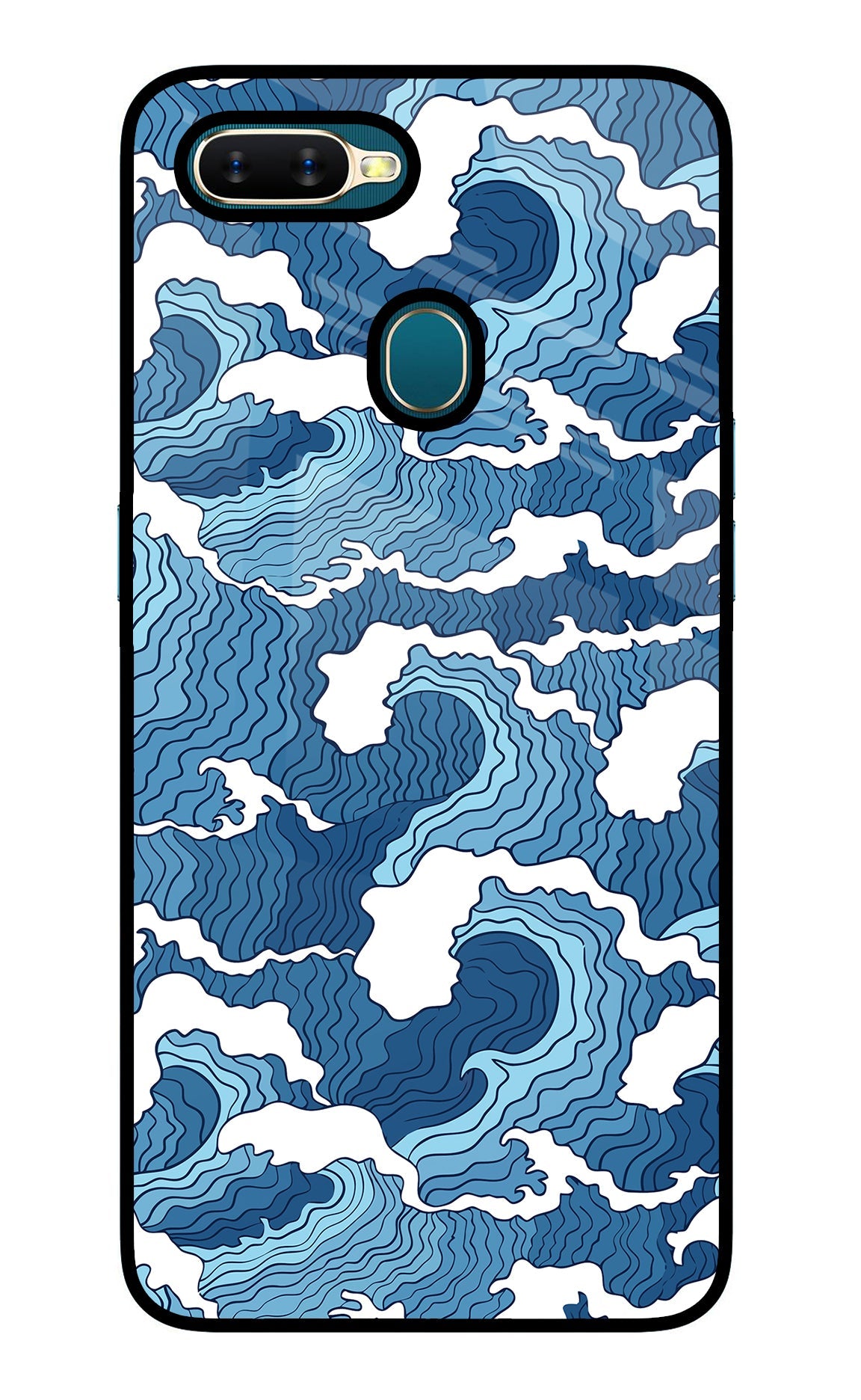 Blue Waves Oppo A7/A5s/A12 Glass Case