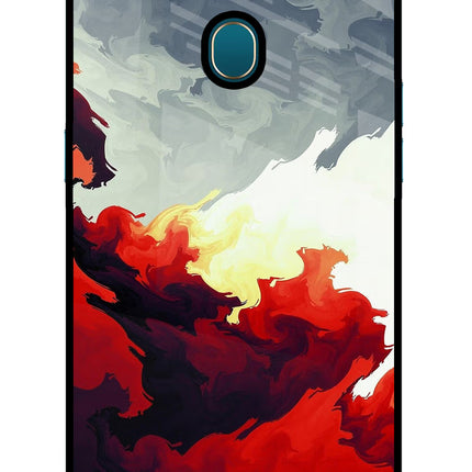 Fire Cloud Oppo A7/A5s/A12 Glass Case Back Cover by Casekaro