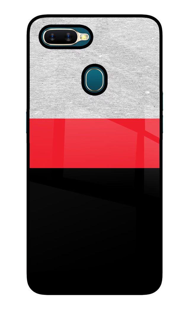 Tri Color Pattern Oppo A7/A5s/A12 Glass Case Back Cover by Casekaro