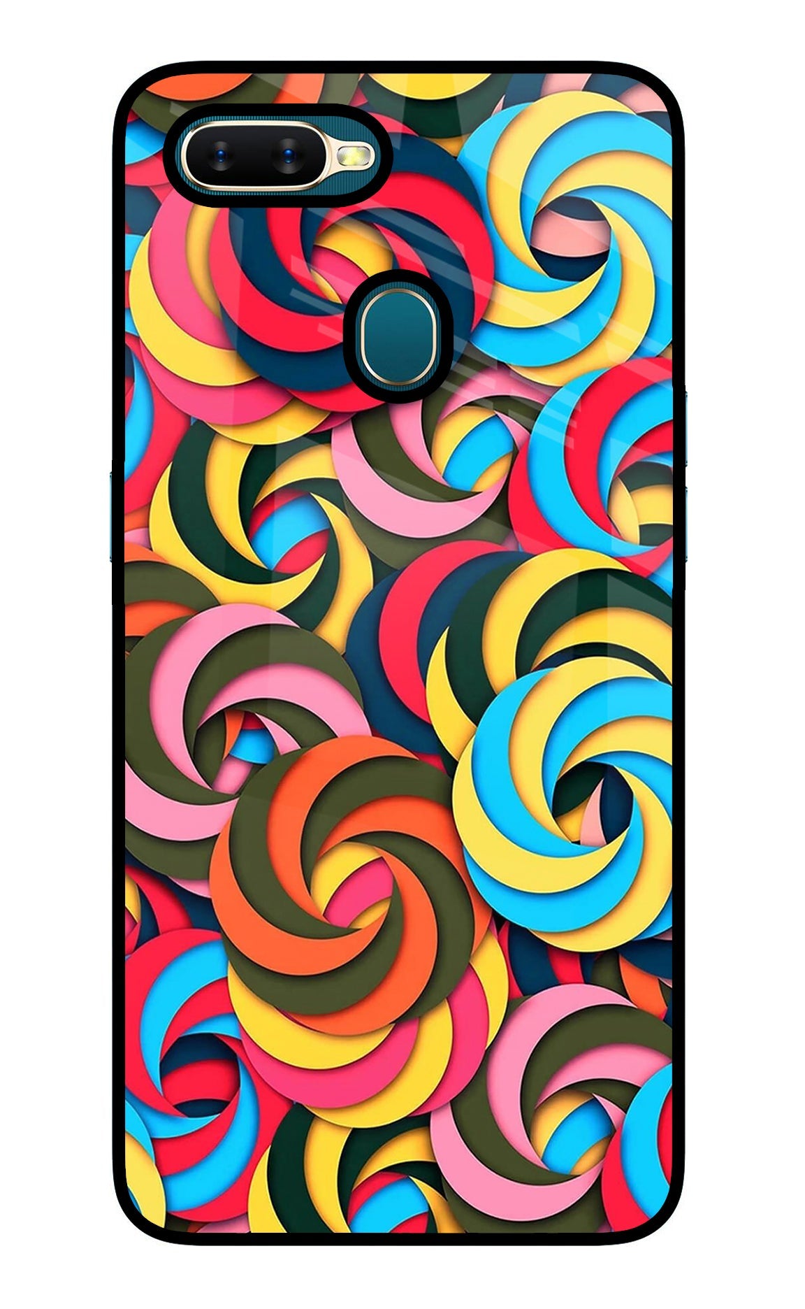 Spiral Pattern Oppo A7/A5s/A12 Glass Case