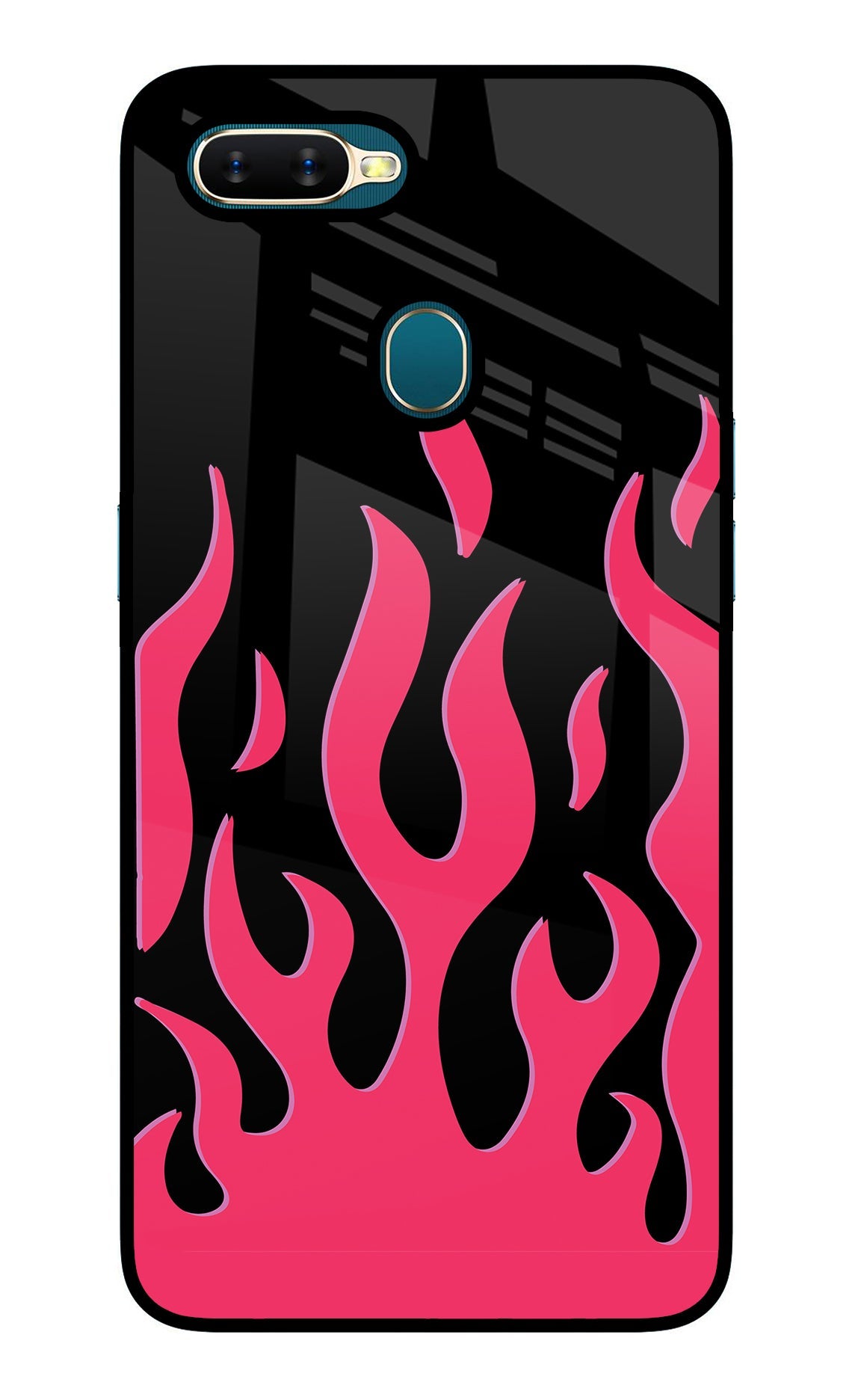 Fire Flames Oppo A7/A5s/A12 Glass Case