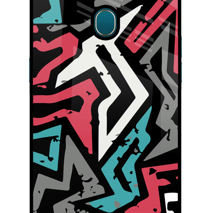 Geometric Graffiti Oppo A7/A5s/A12 Glass Case Back Cover by Casekaro