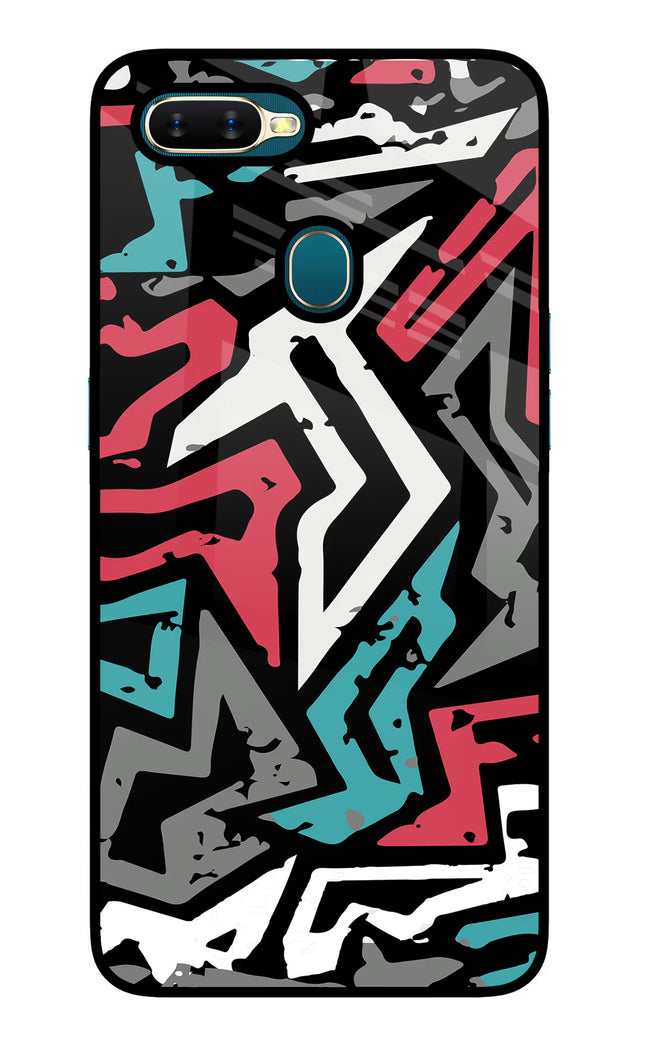 Geometric Graffiti Oppo A7/A5s/A12 Glass Case Back Cover by Casekaro