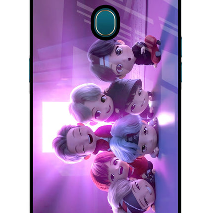 BTS Chibi Oppo A7/A5s/A12 Glass Case Back Cover by Casekaro