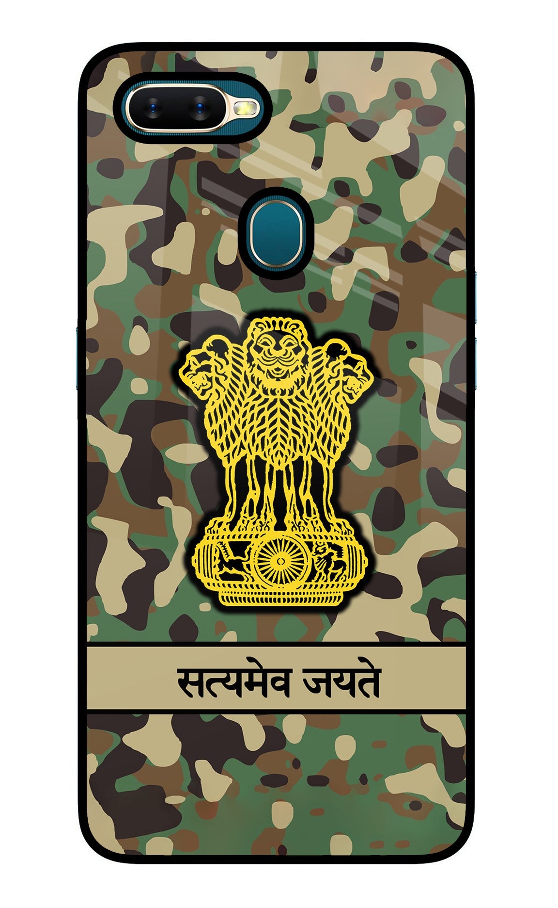 Satyamev Jayate Army Oppo A7/A5s/A12 Glass Case