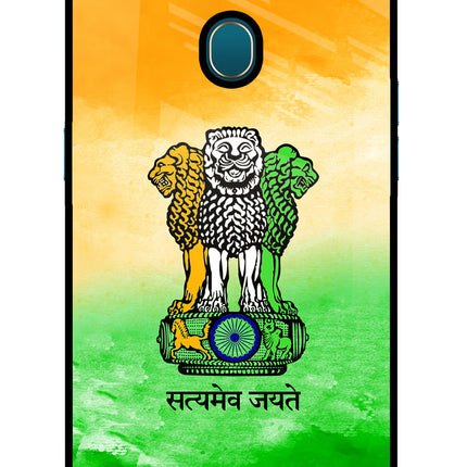 Satyamev Jayate Flag Oppo A7/A5s/A12 Glass Case Back Cover by Casekaro