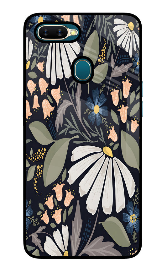Flowers Art Oppo A7/A5s/A12 Glass Case