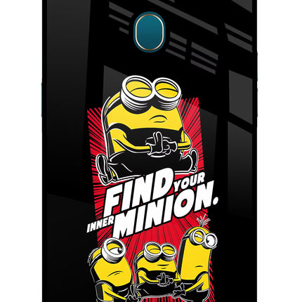 Find your inner Minion Oppo A7/A5s/A12 Glass Case Back Cover by Casekaro