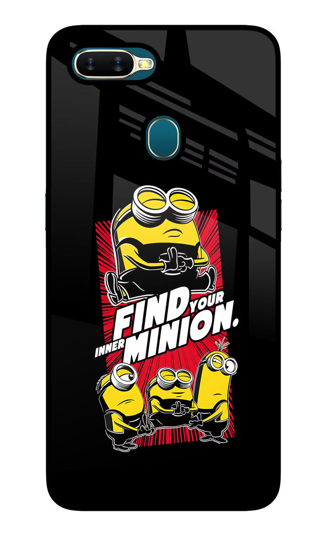 Find your inner Minion Oppo A7/A5s/A12 Glass Case Back Cover by Casekaro