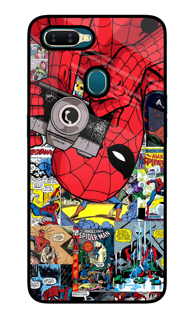 Spider Man Oppo A7/A5s/A12 Glass Case Back Cover by Casekaro
