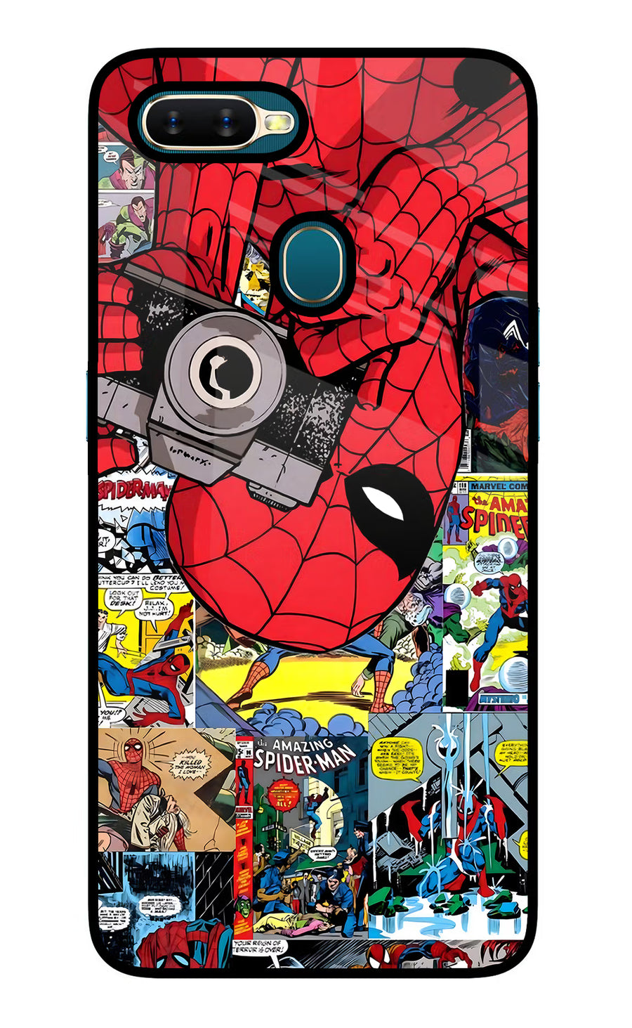 Spider Man Oppo A7/A5s/A12 Back Cover, Glass case