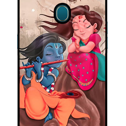 Radhe Krishna Oppo A7/A5s/A12 Glass Case Back Cover by Casekaro
