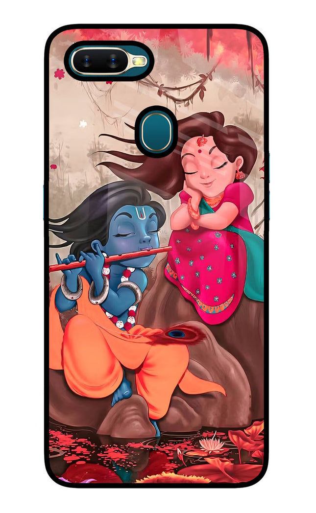 Radhe Krishna Oppo A7/A5s/A12 Glass Case Back Cover by Casekaro