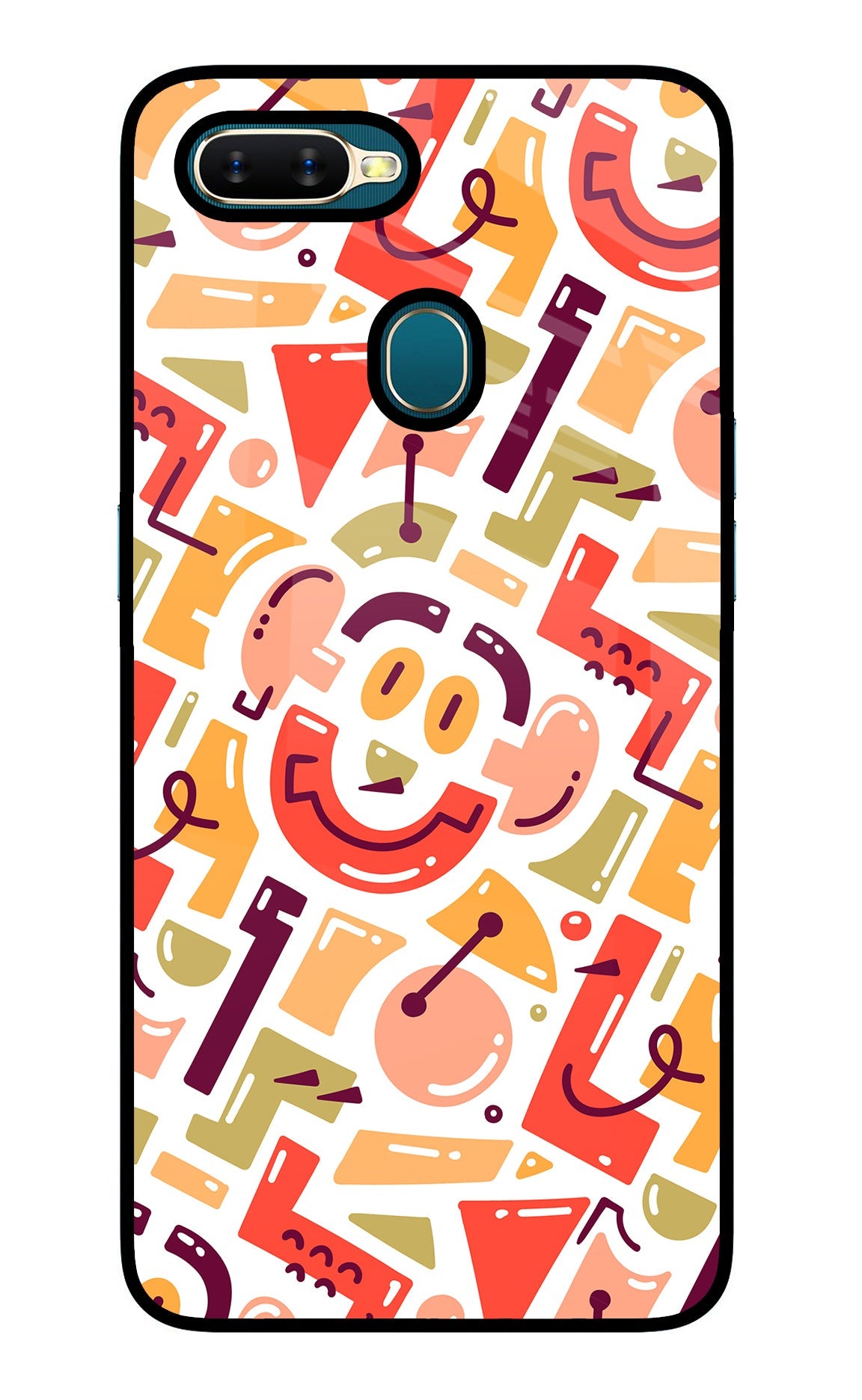 Doodle Pattern Oppo A7/A5s/A12 Glass Case