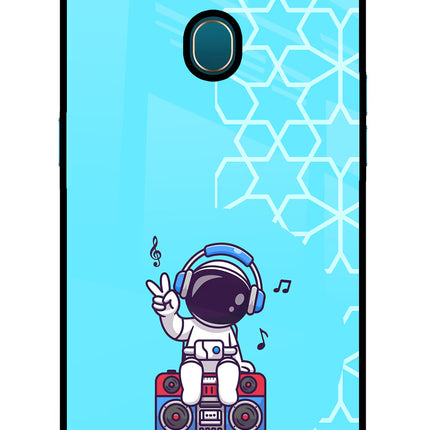 Cute Astronaut Chilling Oppo A7/A5s/A12 Glass Case Back Cover by Casekaro