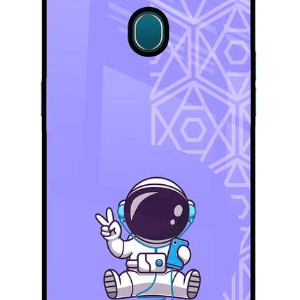 Cute Astronaut Chilling Oppo A7/A5s/A12 Glass Case Back Cover by Casekaro