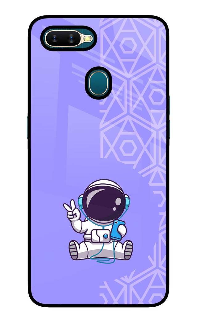 Cute Astronaut Chilling Oppo A7/A5s/A12 Glass Case Back Cover by Casekaro