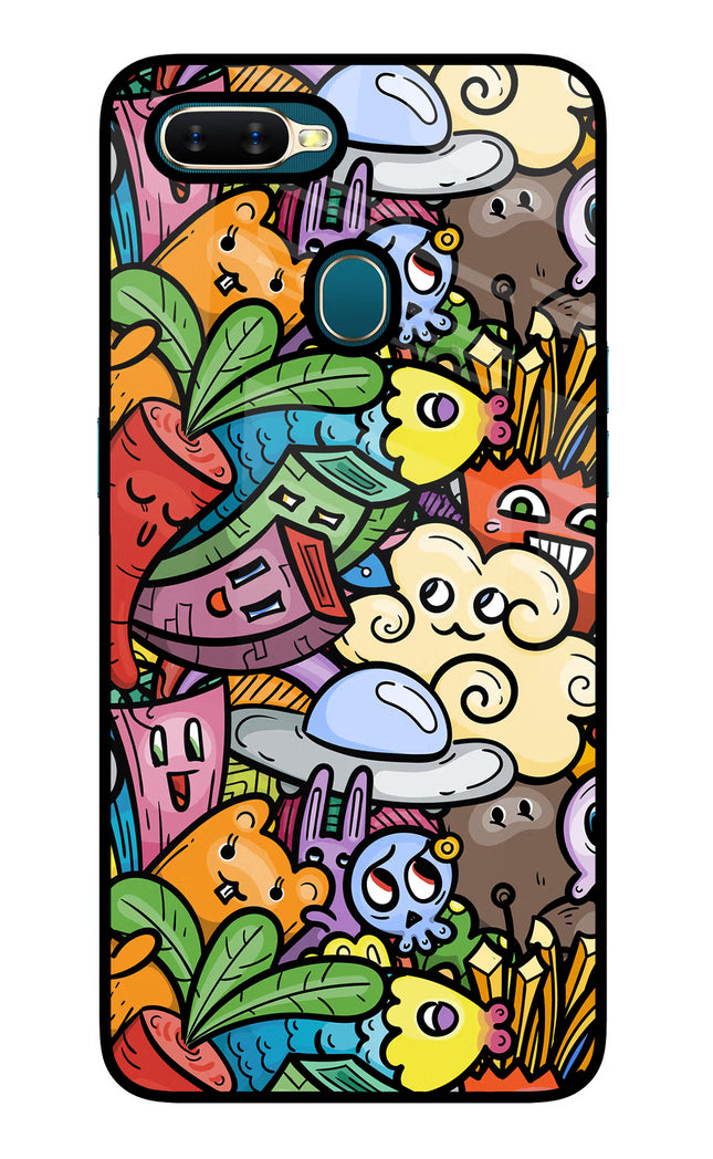 Veggie Doodle Oppo A7/A5s/A12 Glass Case Back Cover by Casekaro