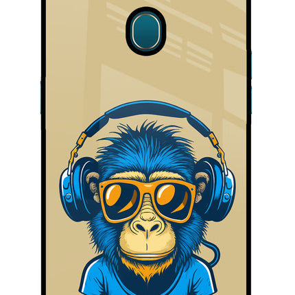 Monkey Headphone Oppo A7/A5s/A12 Glass Case Back Cover by Casekaro