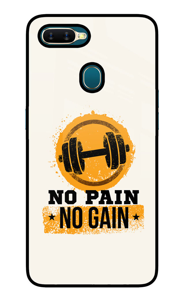 No Pain No Gain Oppo A7/A5s/A12 Glass Case Back Cover by Casekaro