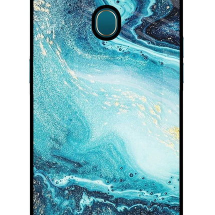 Blue Glitter Marble Oppo A7/A5s/A12 Glass Case