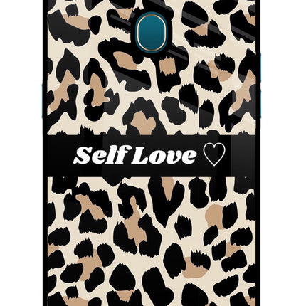 Leopard Print Self Love Oppo A7/A5s/A12 Glass Case Back Cover by Casekaro