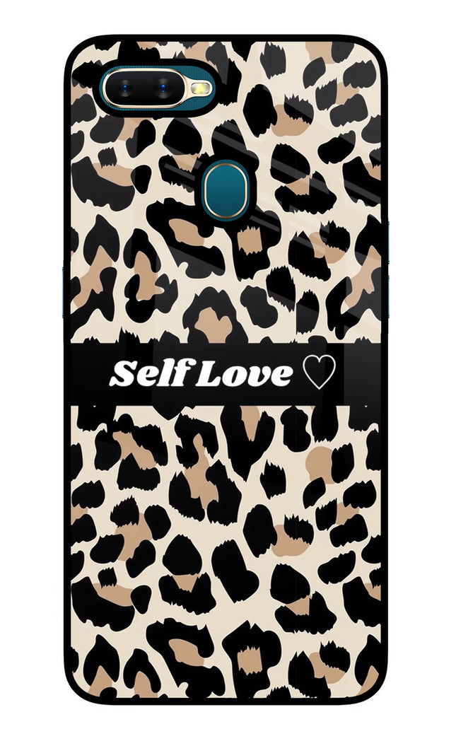 Leopard Print Self Love Oppo A7/A5s/A12 Glass Case Back Cover by Casekaro