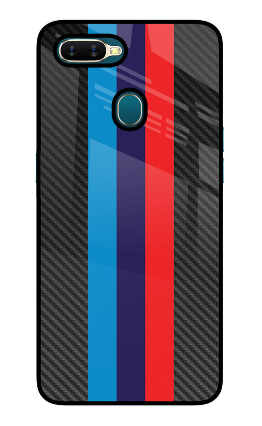 BMW Stripes Pattern Oppo A7/A5s/A12 Glass Case