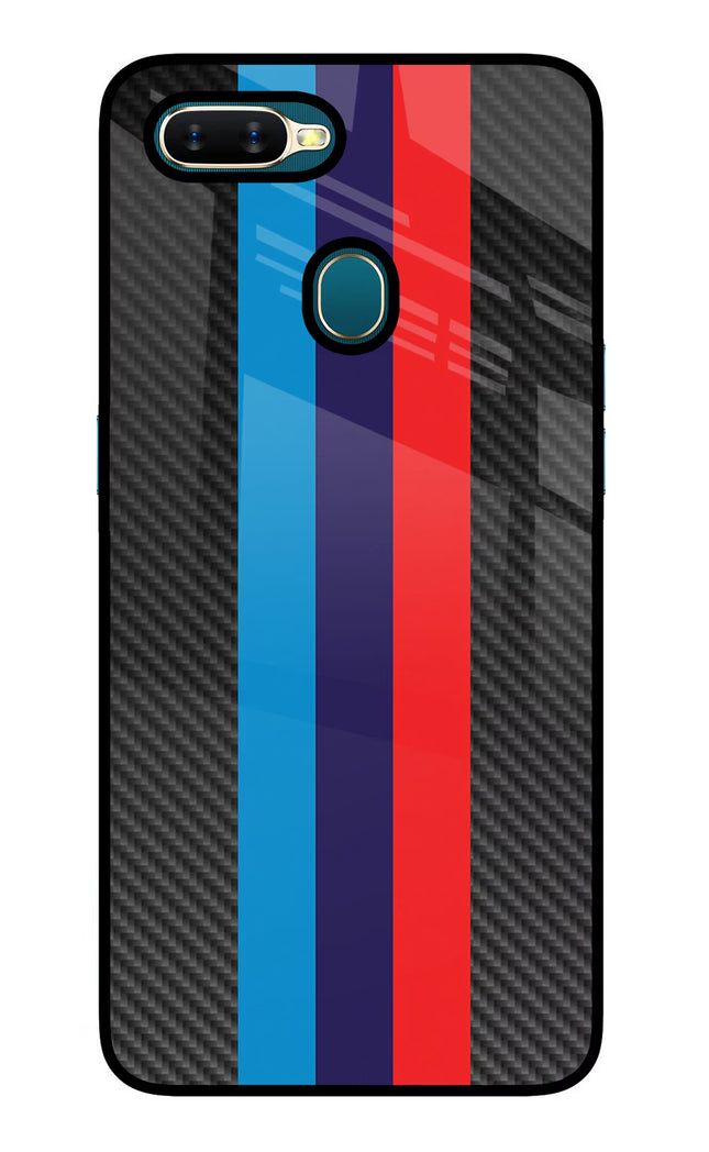 BMW Stripes Pattern Oppo A7/A5s/A12 Glass Case Back Cover by Casekaro