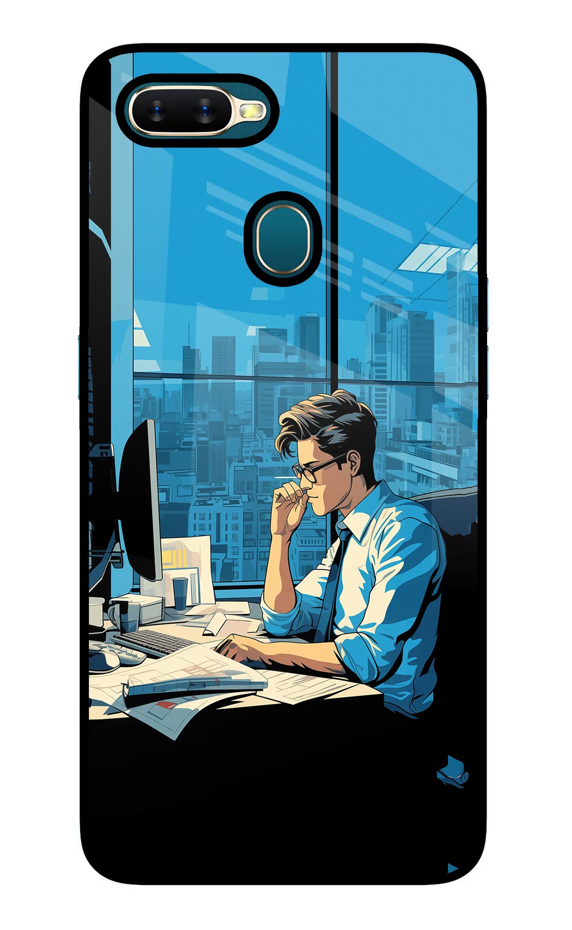 Focused Hustler (AI Generated) Oppo A7/A5s/A12 Glass Case Back Cover by Casekaro