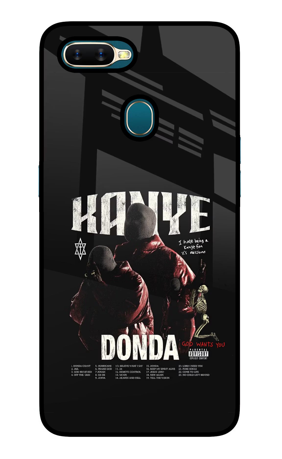 Donda Kanye West Oppo A7/A5s/A12 Glass Case Back Cover by Casekaro