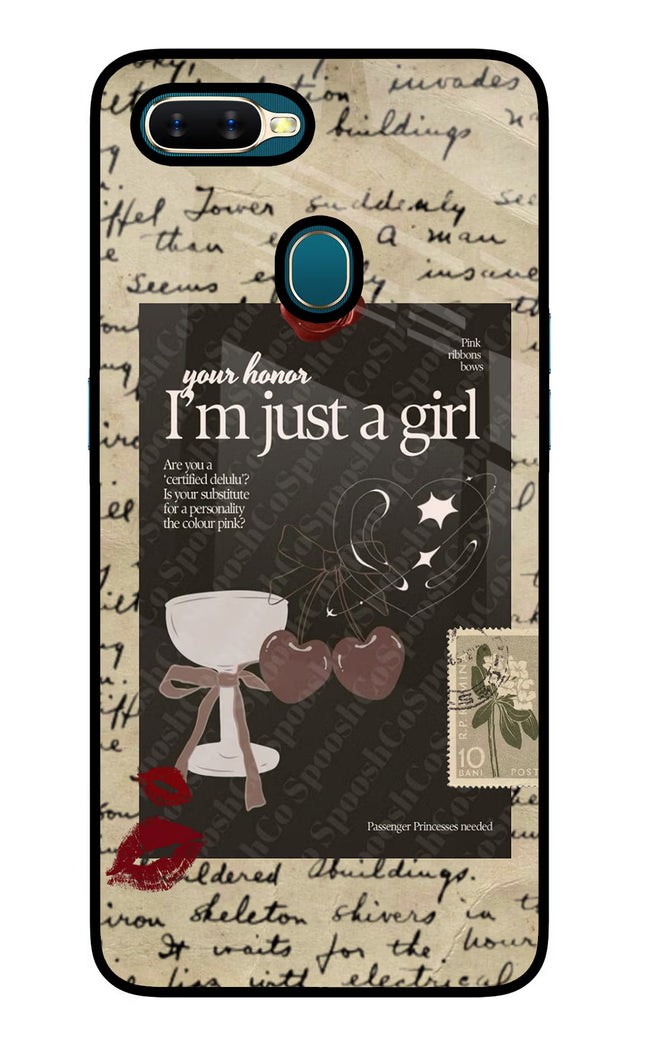 I am just a girl Oppo A7/A5s/A12 Glass Case Back Cover by Casekaro