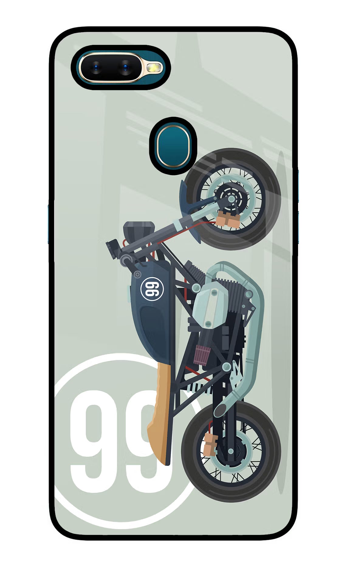 Classic Cafe Racer 99 Oppo A7/A5s/A12 Glass Case Back Cover by Casekaro