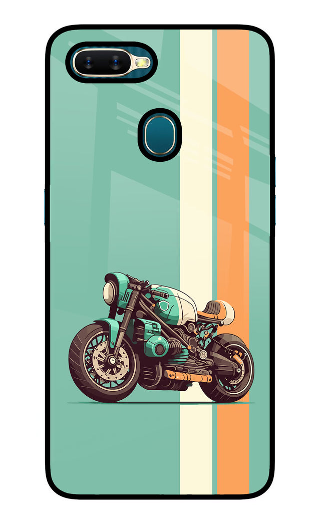 Striped Moto Drift Oppo A7/A5s/A12 Glass Case Back Cover by Casekaro