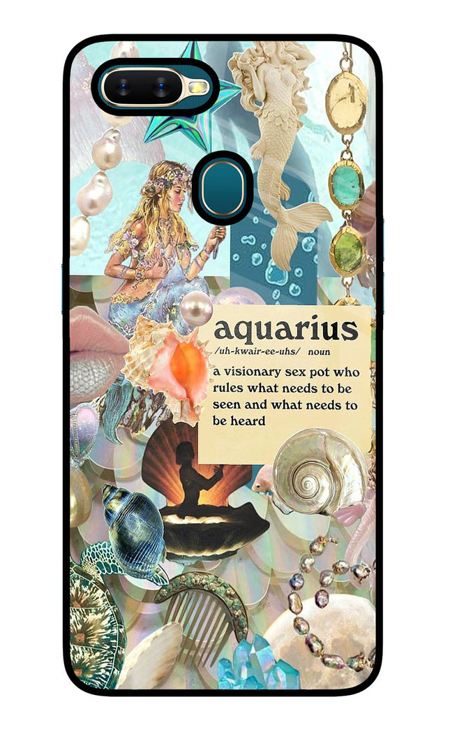 Aquarius Zodiac Oppo A7/A5s/A12 Glass Case Back Cover by Casekaro