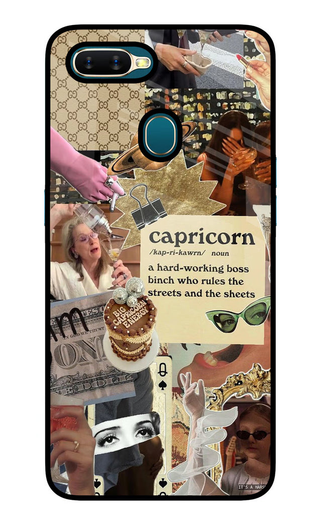 Capricorn Zodiac Oppo A7/A5s/A12 Glass Case Back Cover by Casekaro
