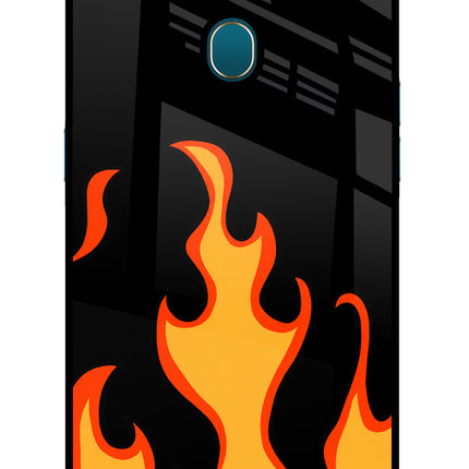 Fired Up – Black Oppo A7/A5s/A12 Glass Case Back Cover by Casekaro