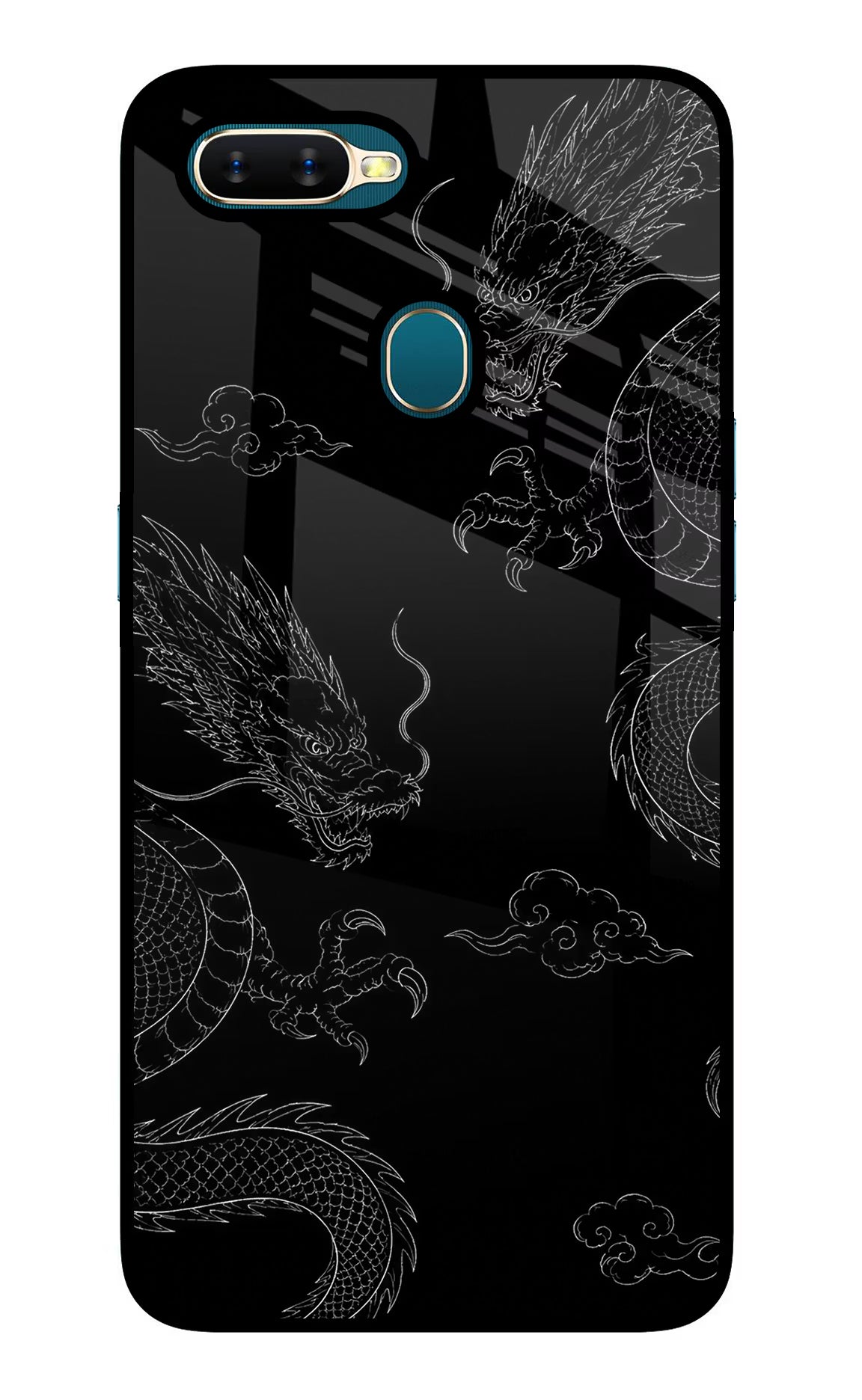 Twin Dragons Oppo A7/A5s/A12 Glass Case
